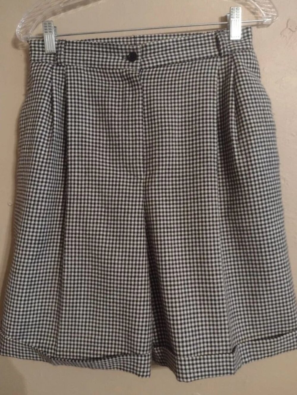 Club Classics Sz 10 High Waist Plaid Wool Lined Shorts with Pockets & Belt Loops